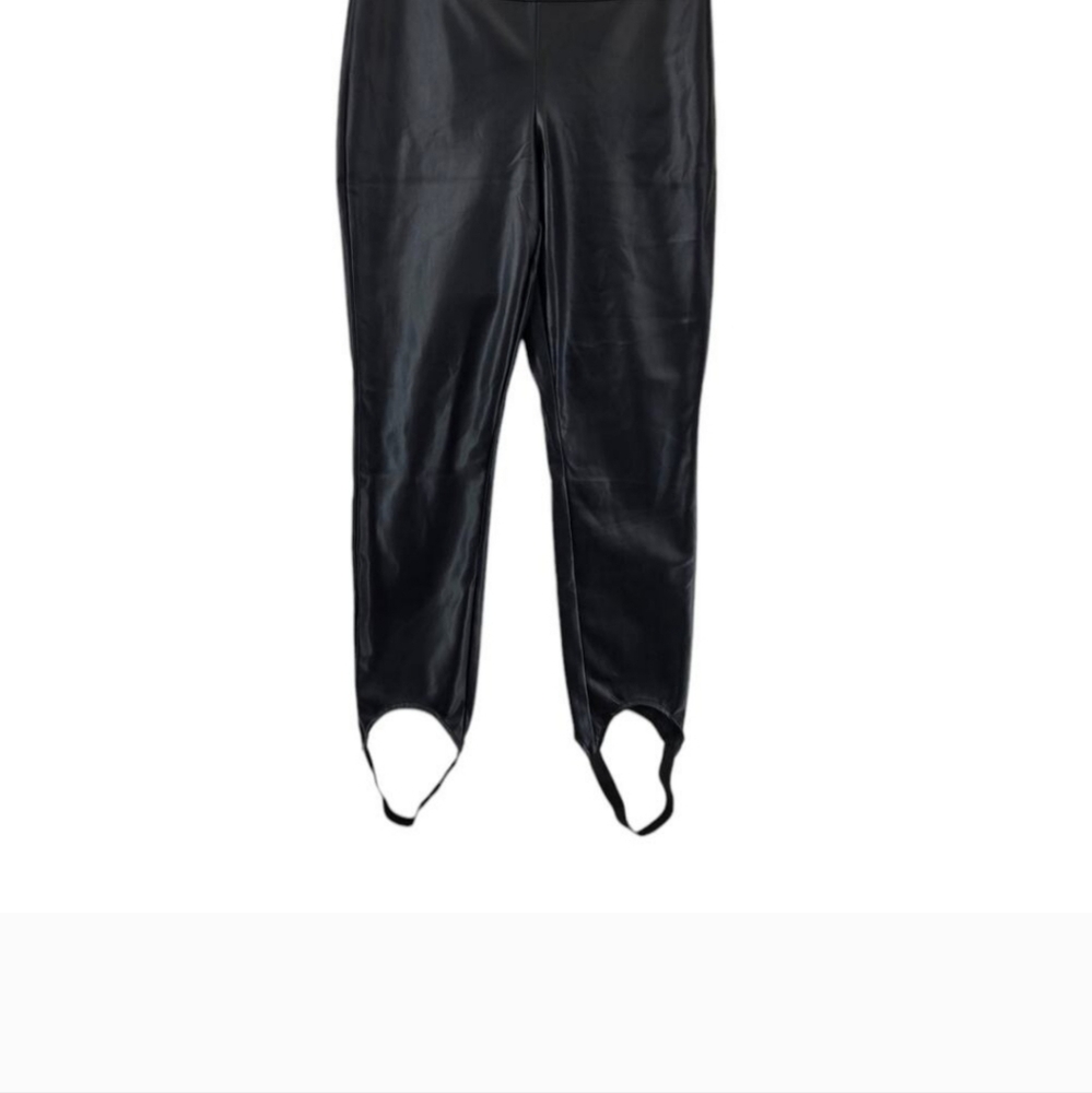 Anthropologie WeWoreWhat Vegan Leather Stirrup Leggings Womens Xs Black Sexy - Picture 5 of 8